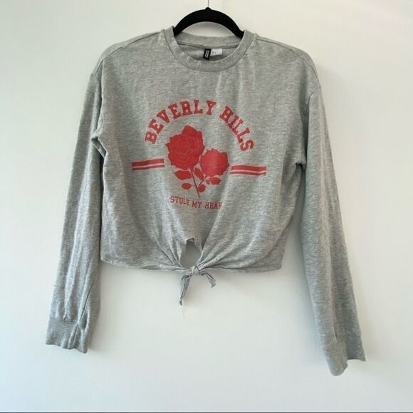 H&M Grey Beverly Hills Stole My Heart Sweatshirt Size Small - Picture 1 of 5